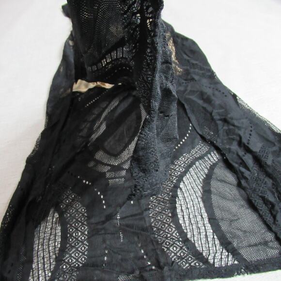 Touche Dress Women M Black Goth Sleeveless Lace Crochet Maxi Witchy Vamp Evening - Picture 4 of 11